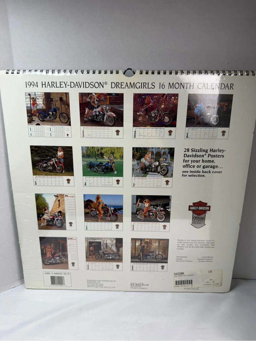 Dreamgirls Motorcycle 16 Month Calendar vintage 1994 pinup Harley DavidsonSealed